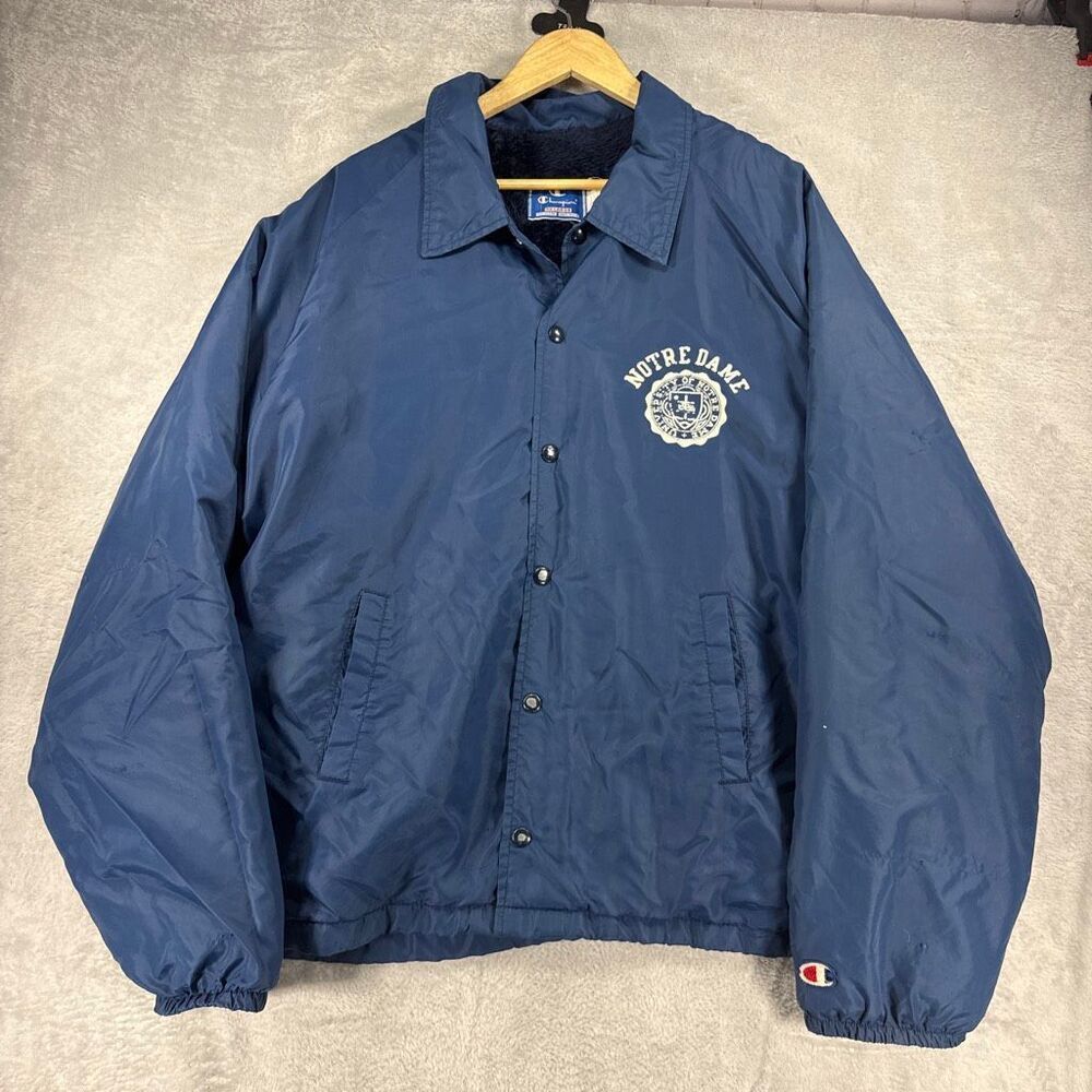 Vintage Champion Notre Dame Coaches Jacket Faux Fur Lined XXL  1960's  CLT